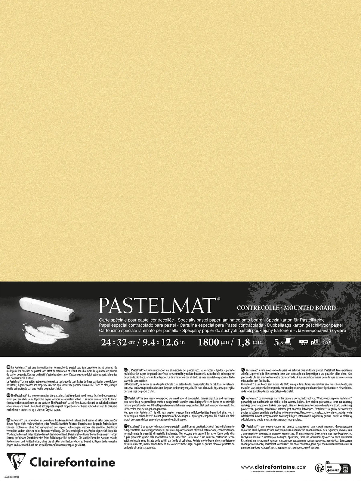 Pastelmat laminato 5 fogli 24x32cm - Pulsante d'oro
