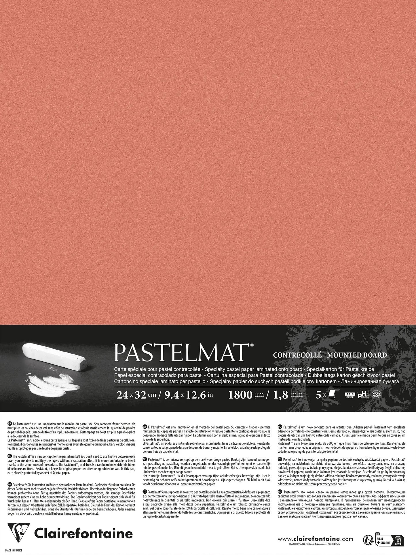 Pastelmat laminated 5 sheets 24x32cm - Sanguine