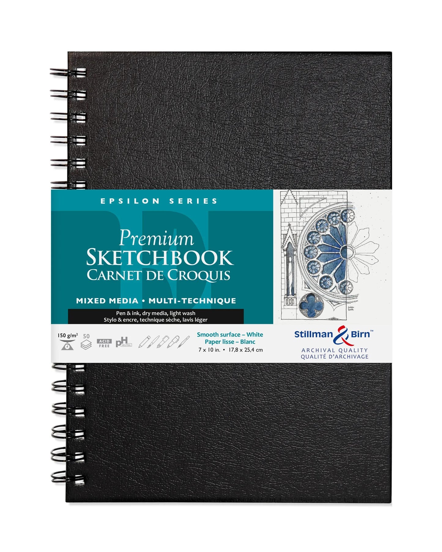 Epsilon Serie Spiral Notebook 50F 17,8x25,4cm 150g - Weiß (Paket x2)