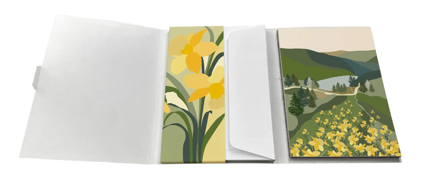 La Vie en Vosges, Matching set 12x16.5 cm containing 8 single cards assorted 11x15.5 cm and 8 envelopes Pollen C6 natural white (Pack x5)