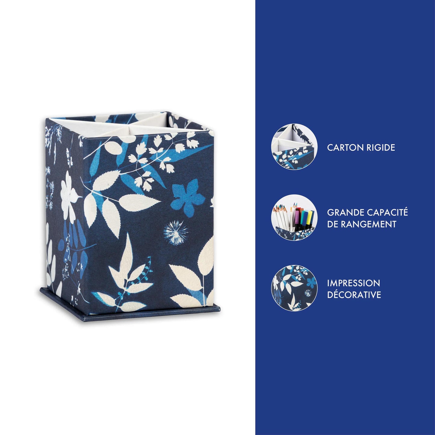 Cyanotype, Square pencil jar 8,5x8,5x11 cm (Pack x4)