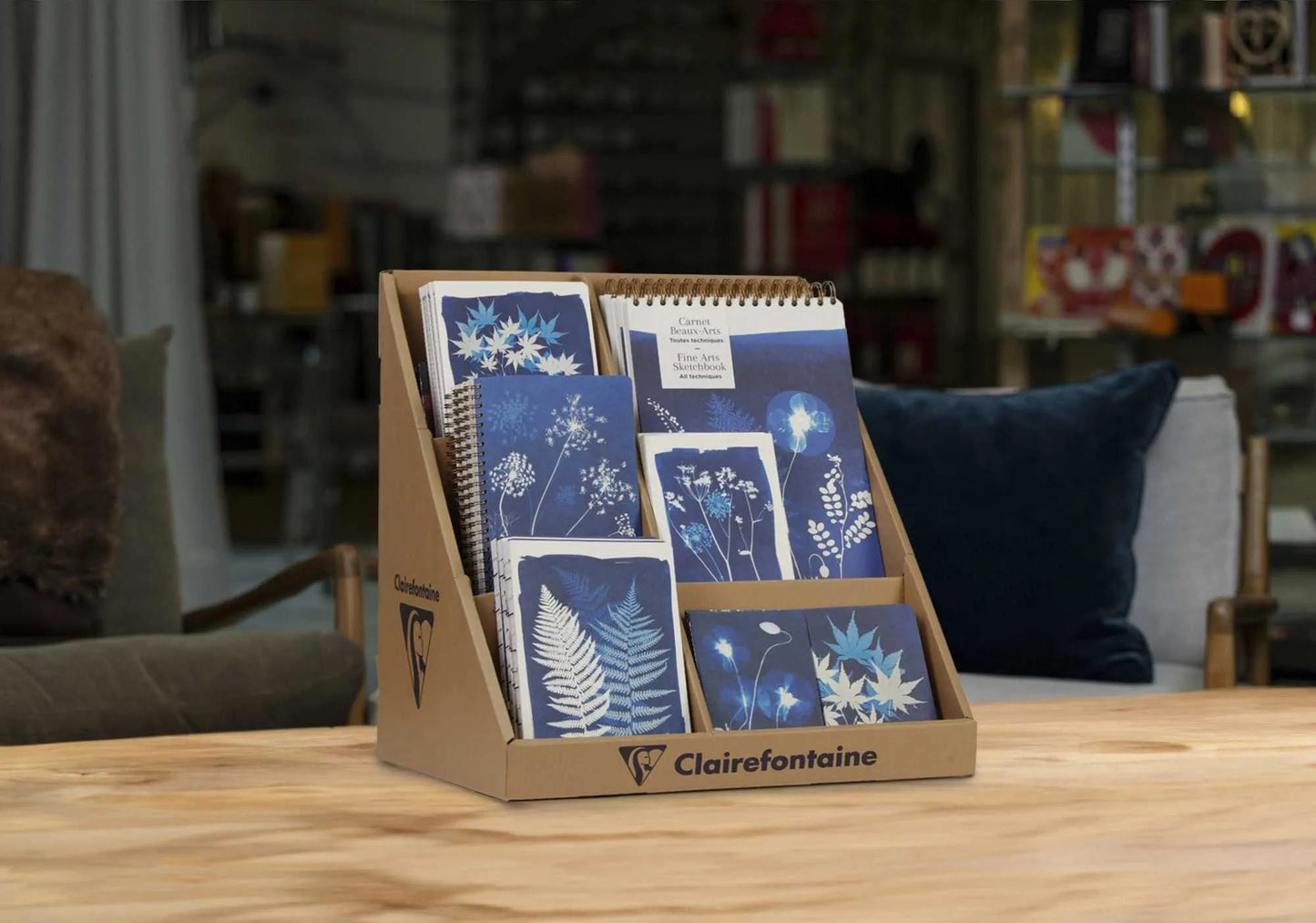 Cyanotype, cardboard counter display