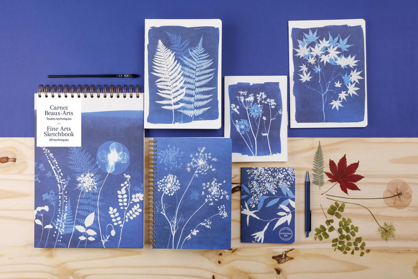 Cyanotype, Carnet cousu fil A6 10,5x14,8 cm, 64 pages, ligné, ass. (Lot x8)