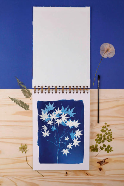 Cyanotype, Book Fine Arts complete binding header A4 21x29.7 cm, 40 sheets, white multi-technical drawing paper 180g