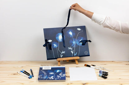 Cyanotype, Drawing cardboard 28x38cm, closure with 3 ribbons