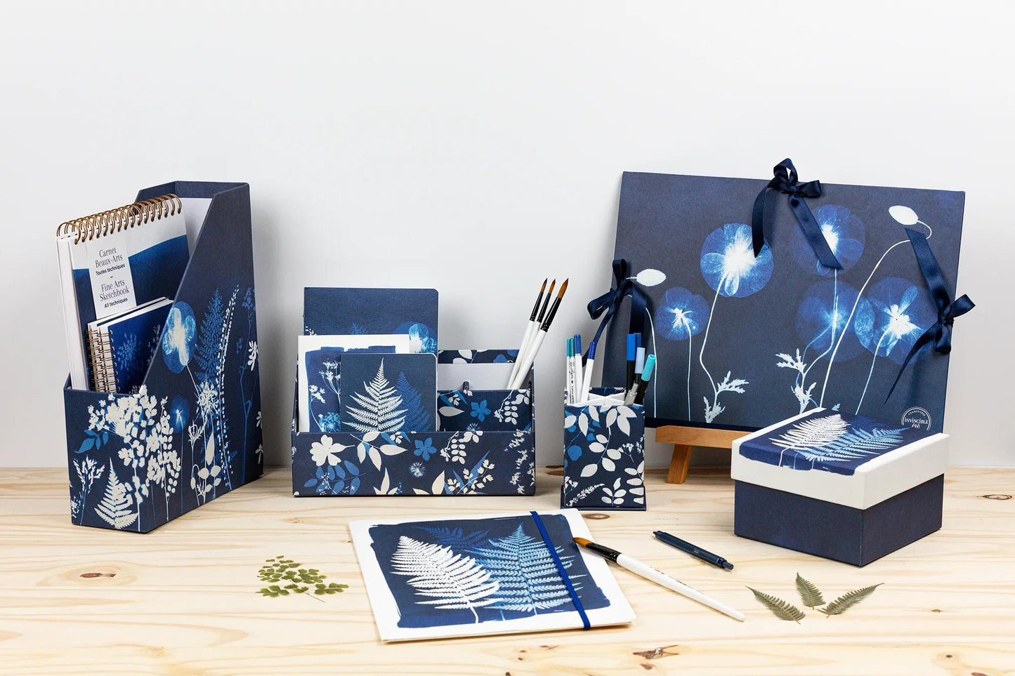 Cyanotype, Set di 3 caselle quadrate 25x25x12 cm, 20x20x11cm, e 16x16x10 cm (Pacchetto x2)
