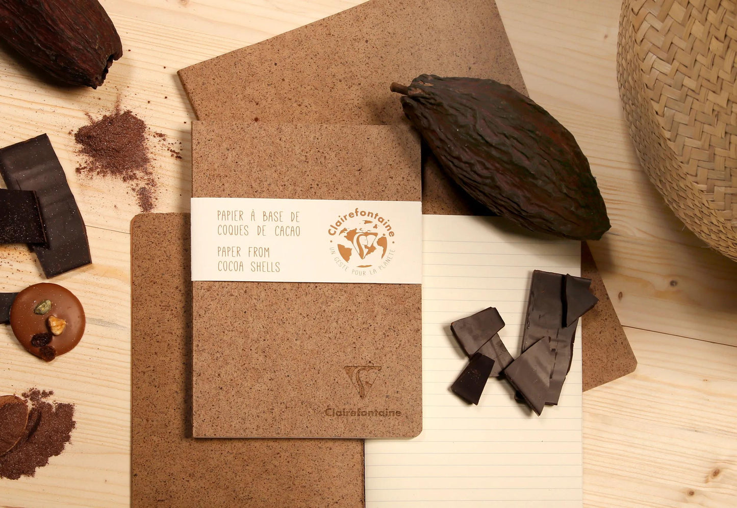 Jeans et Cocoa, Papier genäht A6 96 Seiten Linien, Kakao - Kakao (Paket x5)