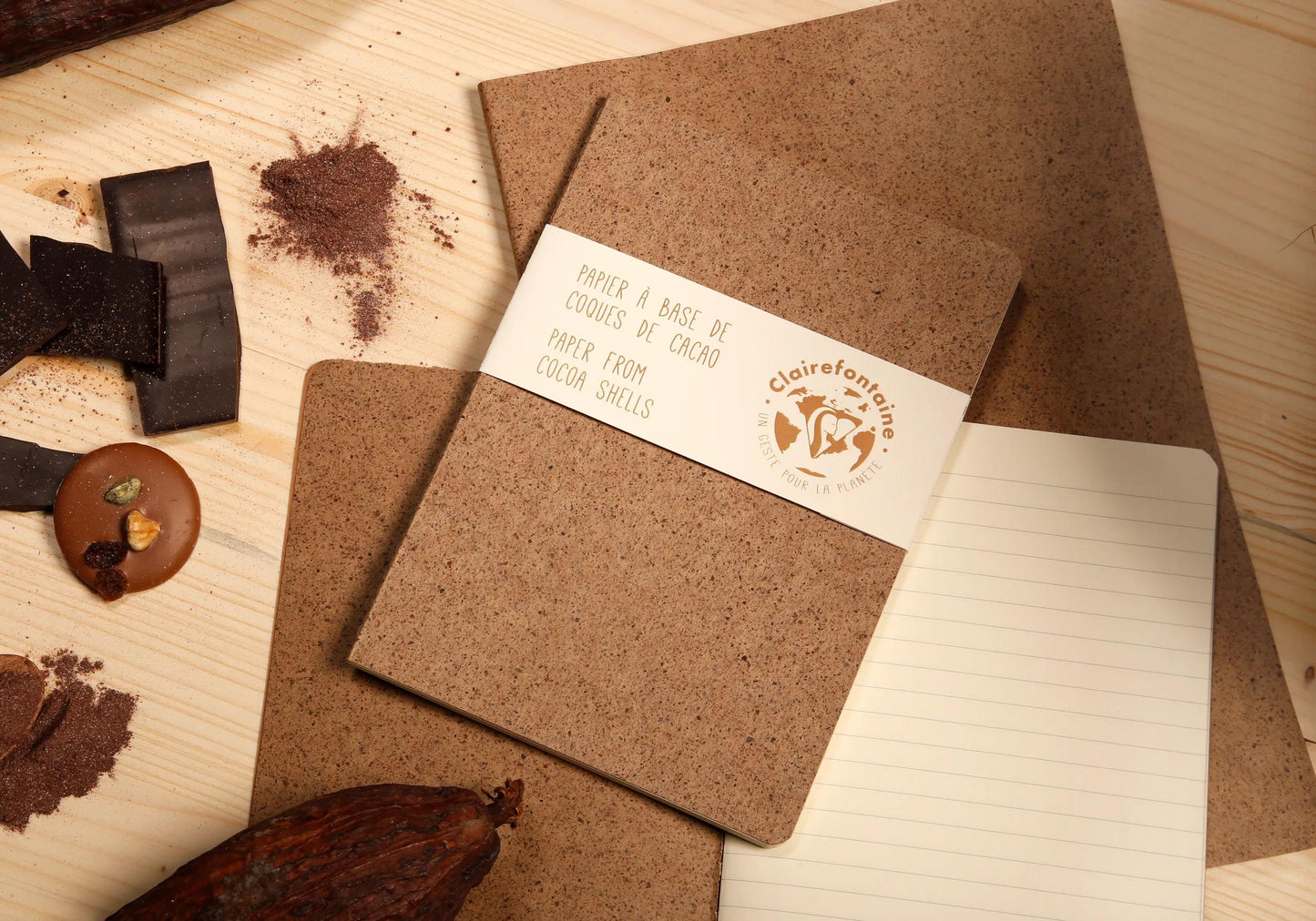 Jeans et Cocoa, Papier genäht A6 96 Seiten Linien, Kakao - Kakao (Paket x5)