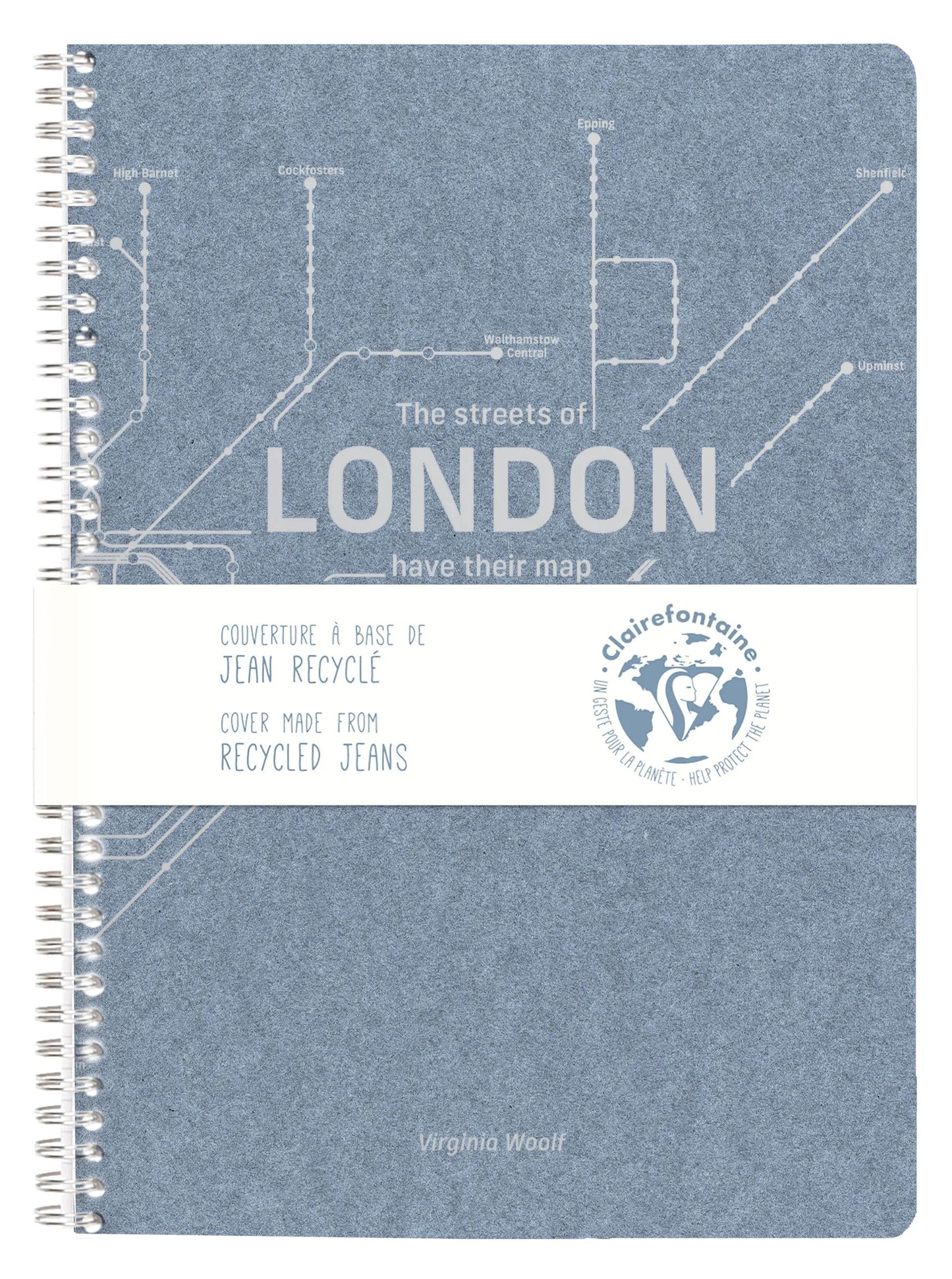 Metro Jeans, Complete binding book A4 - 21 x 29.7 cm, 148 pages, Lined + margin, ass. - Blue jeans (Pack x5)