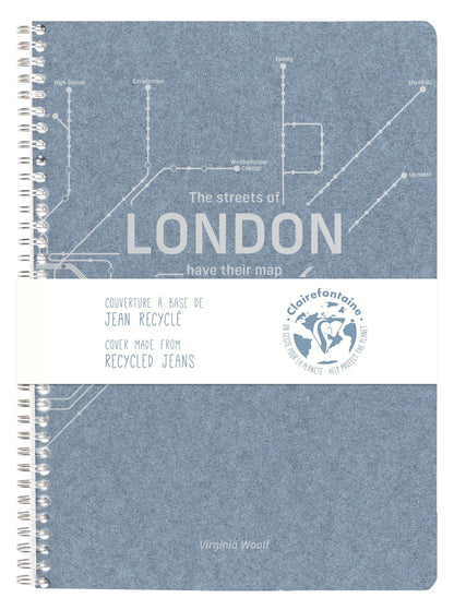 Jeans métro, Cahier reliure intégrale A4 - 21 x 29,7 cm, 148 pages, Ligné + marge, ass. - Bleu jeans (lot de 5)