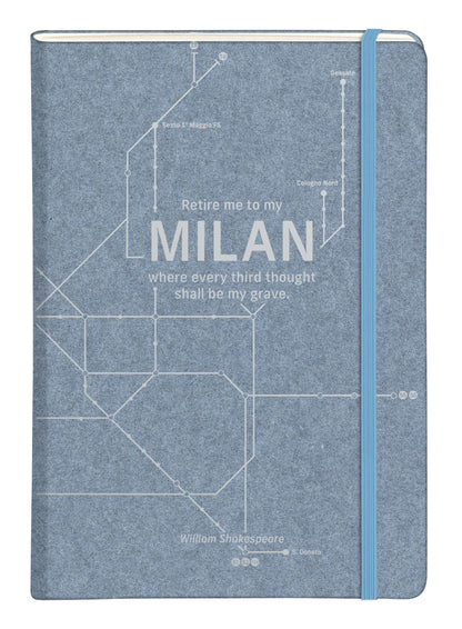Jeans métro, Carnet rembordé rigide A5 - 14,8 x 21 cm, 96 pages, ligné, poche à soufflet, ass. - Bleu jeans (lot de 5)