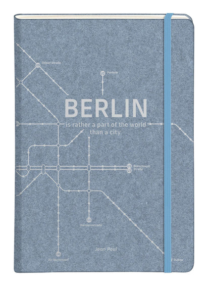 Jeans métro, Carnet rembordé rigide A5 - 14,8 x 21 cm, 96 pages, ligné, poche à soufflet, ass. - Bleu jeans (lot de 5)