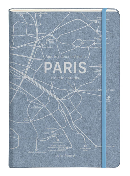 Jeans métro, Carnet rembordé rigide A5 - 14,8 x 21 cm, 96 pages, ligné, poche à soufflet, ass. - Bleu jeans (lot de 5)