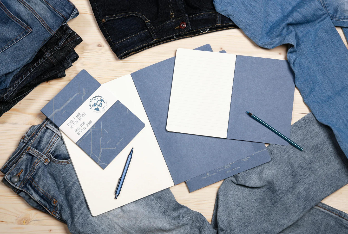 Metro Jean, Book directory integral binder 11 x 17 cm 100 pages, lined, ass. - Blue jeans (Pack x5)