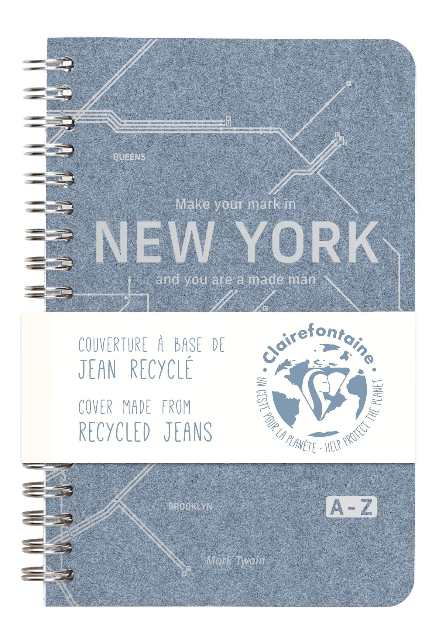 Metro Jean, Book directory integral binder 11 x 17 cm 100 pages, lined, ass. - Blue jeans (Pack x5)