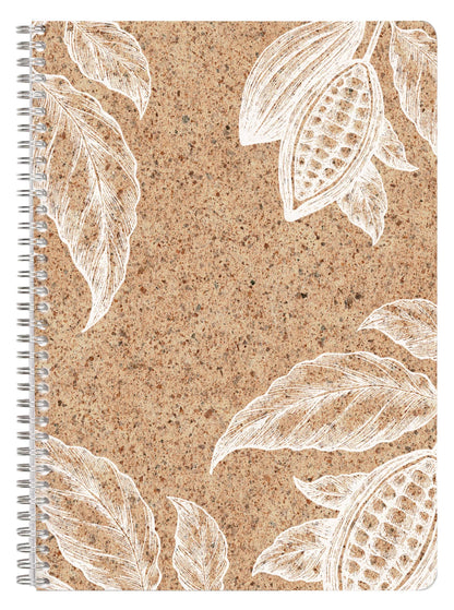 Cocoa motif, Cahier reliure intégrale A4 - 21 x 29,7 cm, 148 pages, Ligné + marge, ass. - Cacao (lot de 6)