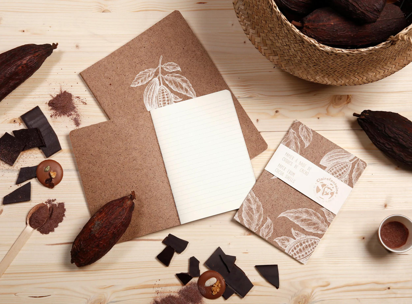 Kakaomuster, Komplettheft A4 - 21 x 29.7 cm, 148 Seiten, Gefüttert + Rand, Arsch. - Cocoa (Paket x6)