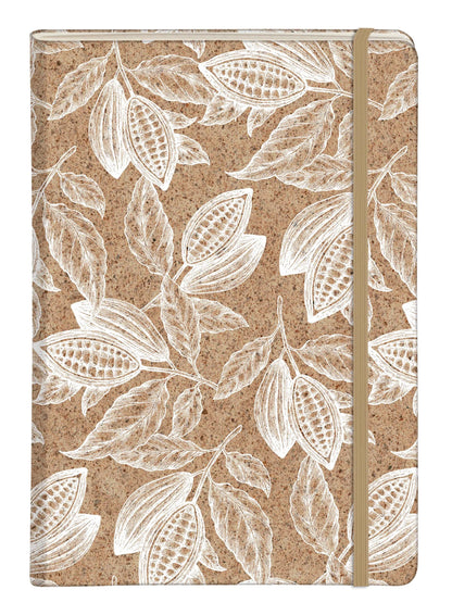 Cocoa motif, Carnet rembordé rigide A5 - 14,8 x 21 cm, 96 pages, ligné, poche à soufflet, ass. - Cacao (lot de 6)