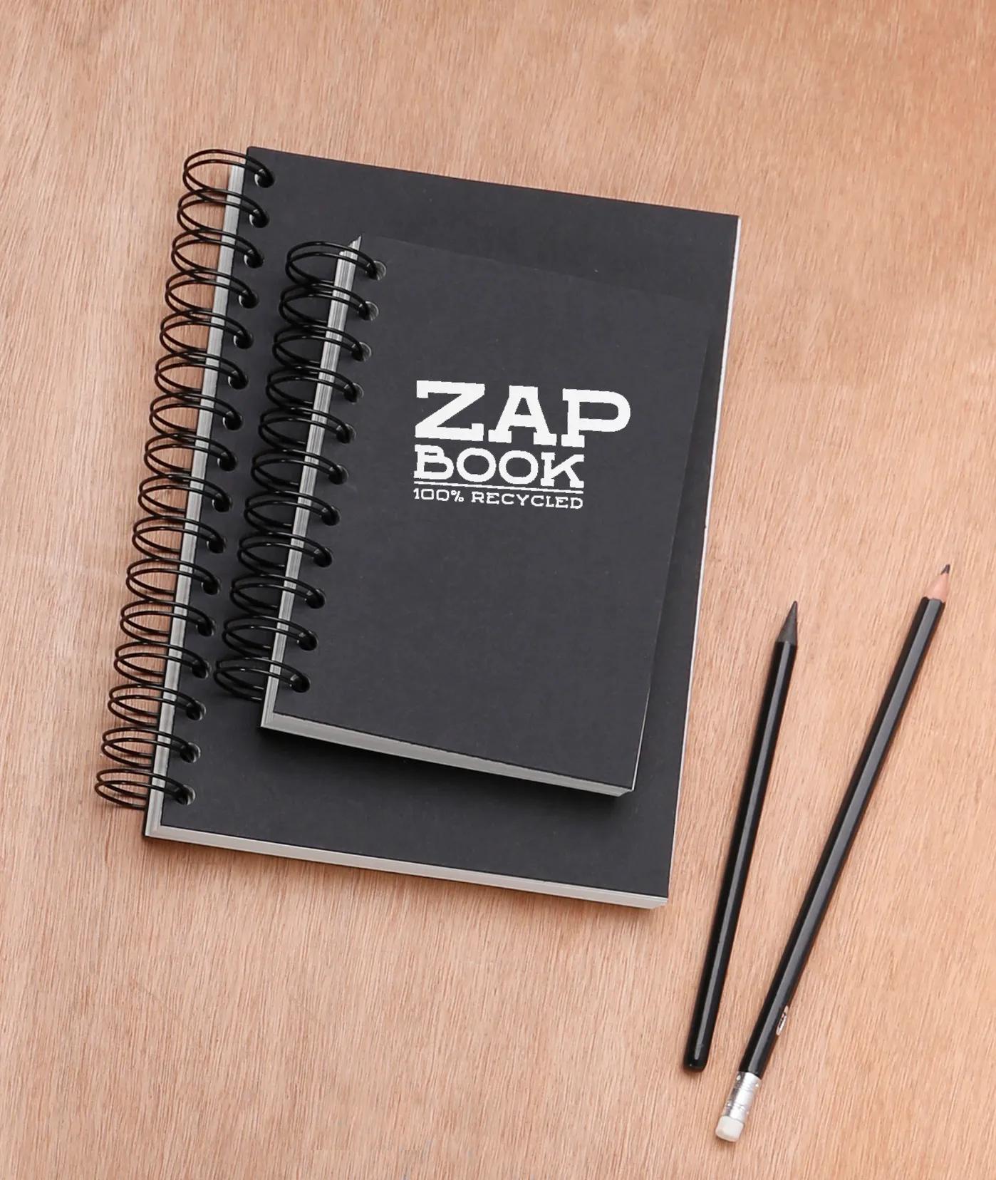 Zap Book book spiral 160F A6 80g - Black (Pack x5)