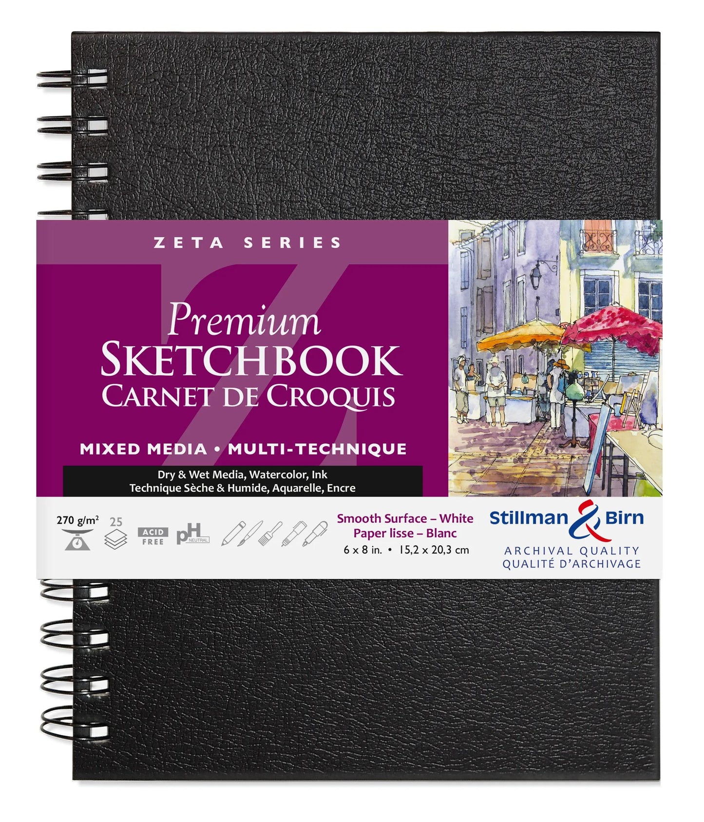 Zeta Serie Spiral Notebook 25F 15,2x20,3cm 270g - Weiß (Paket x2)