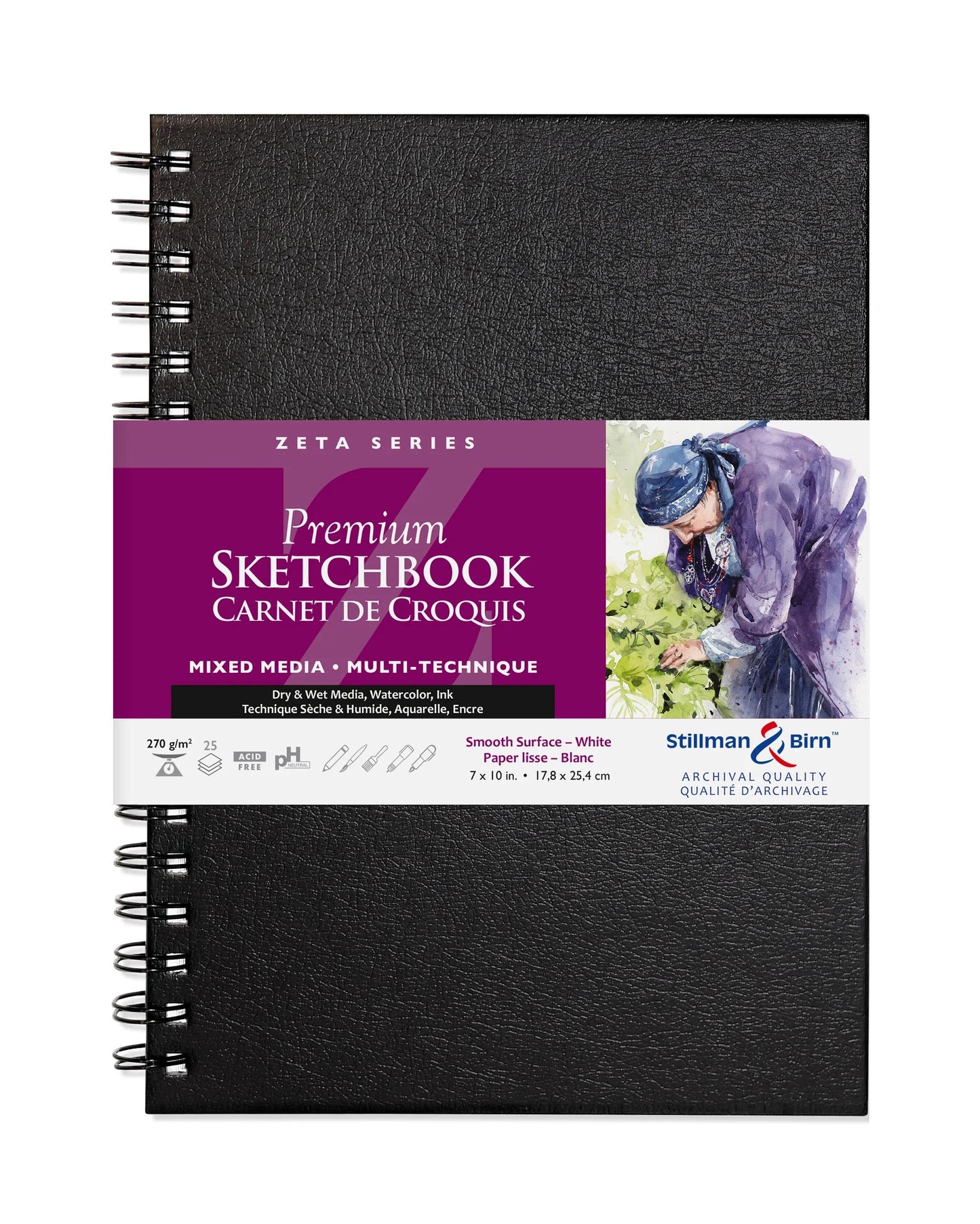 Zeta Series carnet spiralé 25F 17,8x25,4cm 270g - Blanc (Lot x2)
