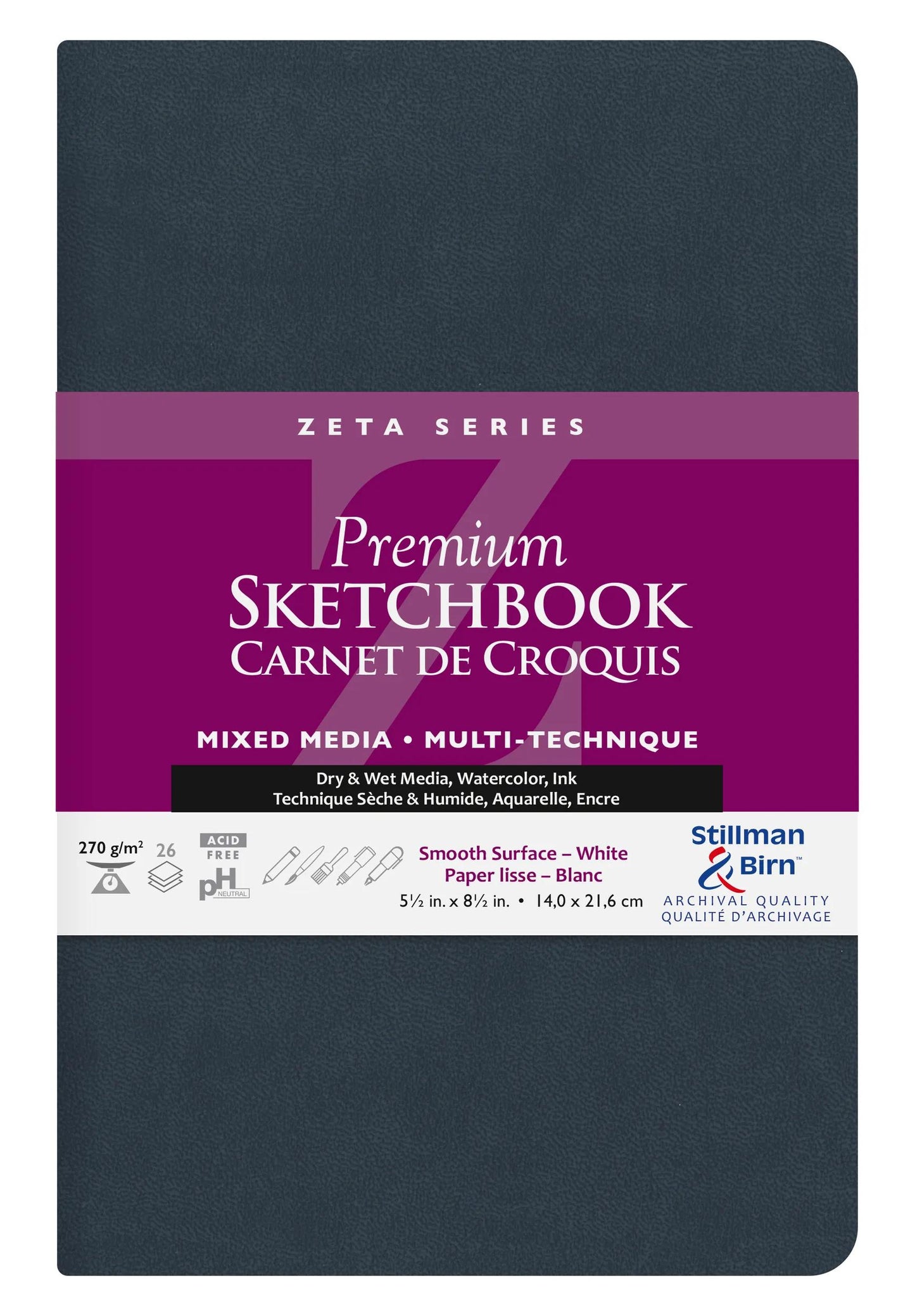 Serie Zeta quaderno flessibile 26F 21,6x14cm 270g - Bianco (Pacchetto x2)