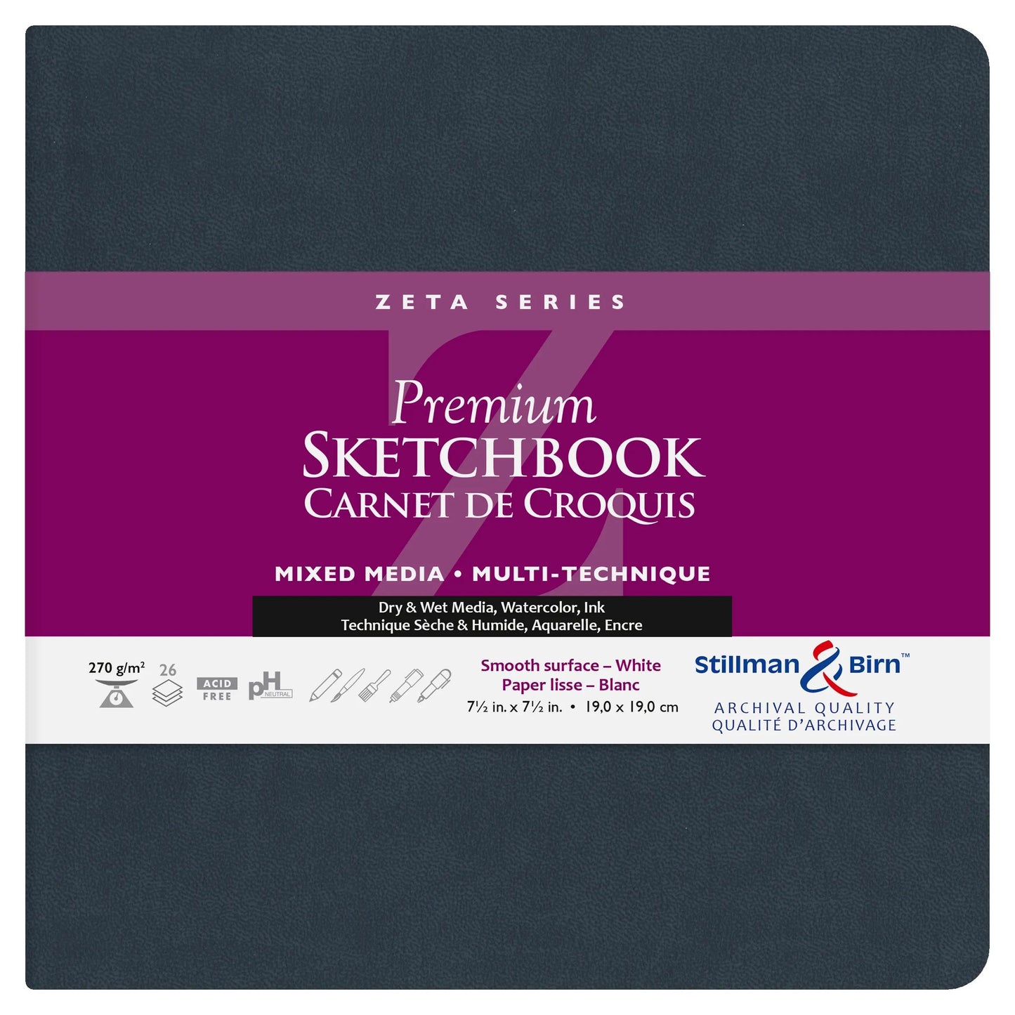 Zeta Series carnet souple 26F 19x19cm 270g - Blanc (Lot x2)