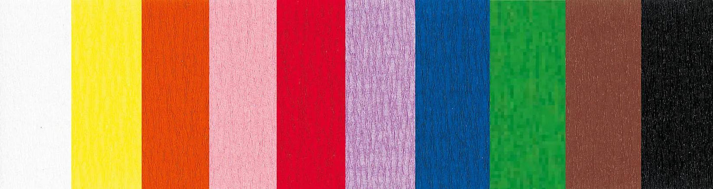 CRÉPON IGNIFUGÉ, Paquet de 10 feuilles 38g/m2 au format 2,50x0,50m - Assortiment