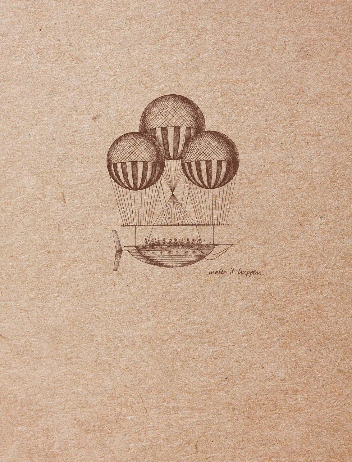 Flying Spirit notebook sewn 60F 16x21cm 90g - Brown Kraft (Pack x5)