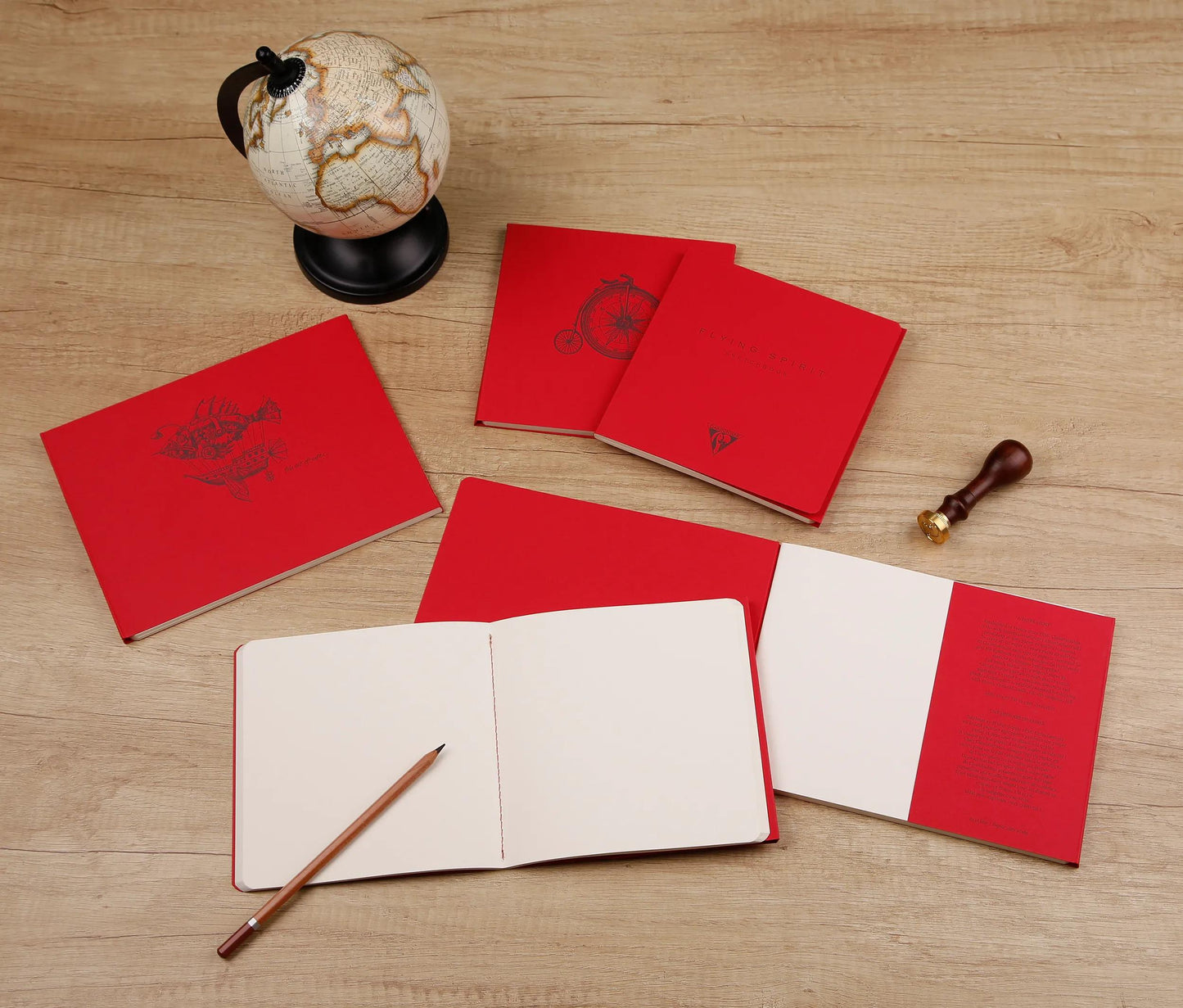Flying Spirit notebook cucito 60F 21x16cm 90g - Rosso (Pacchetto x5)