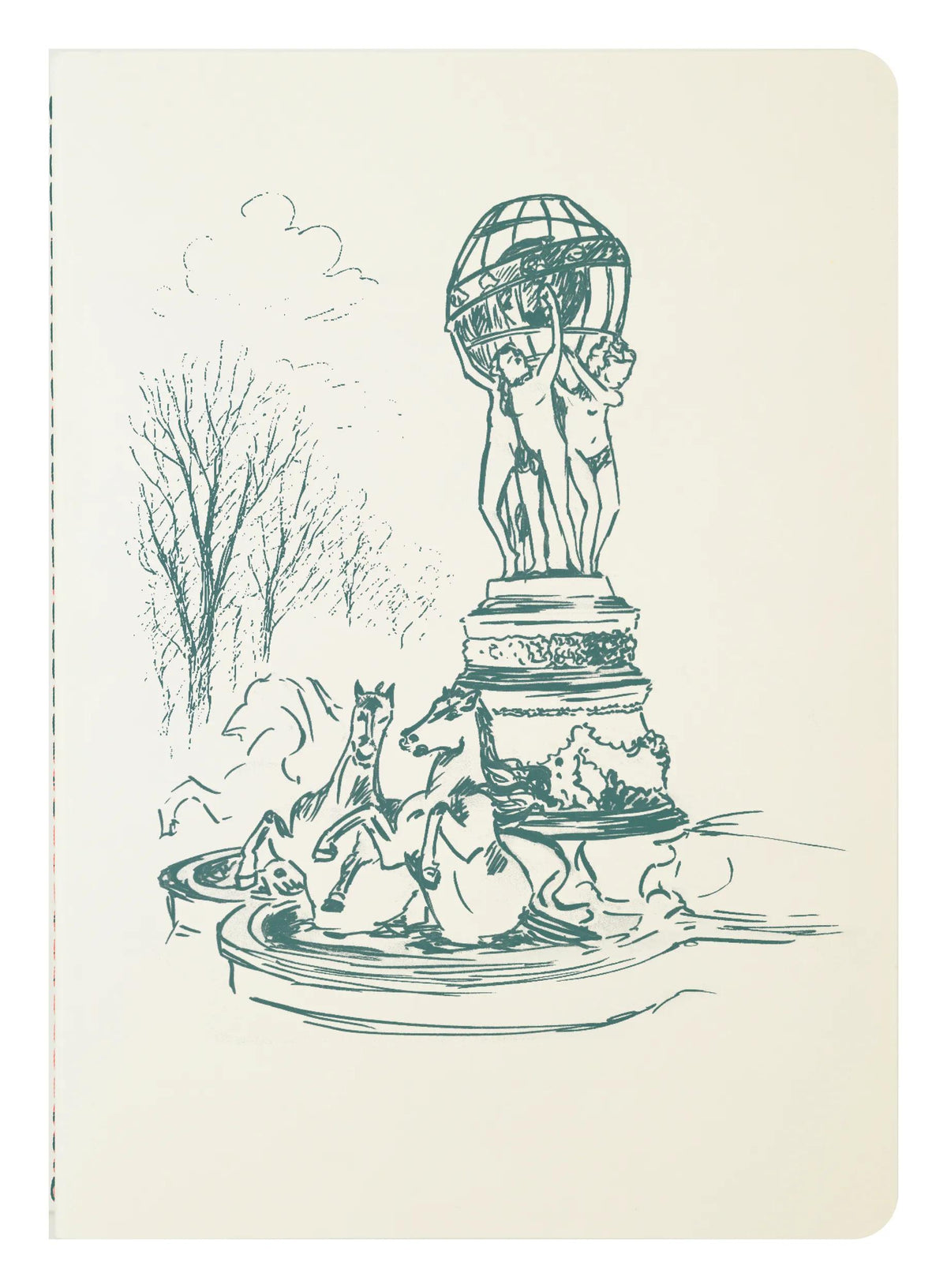 Cahier A5 ligné - Fontaine des Quatre Parties du Monde - 32 pages - Bleu/Vert - New - Bleu vert - New (lot de 5)