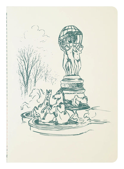 Cahier A5 ligné - Fontaine des Quatre Parties du Monde - 32 pages - Bleu/Vert - New - Bleu vert - New (lot de 5)
