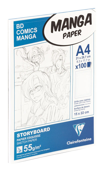Manga Storyboard bloc collé 100F A4 55g grille simple (lot de 5)
