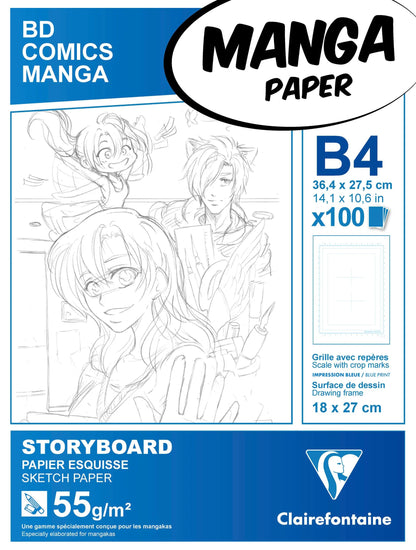 Manga Storyboard bloc collé 100F B4 55g grille 6 cases (lot de 5)