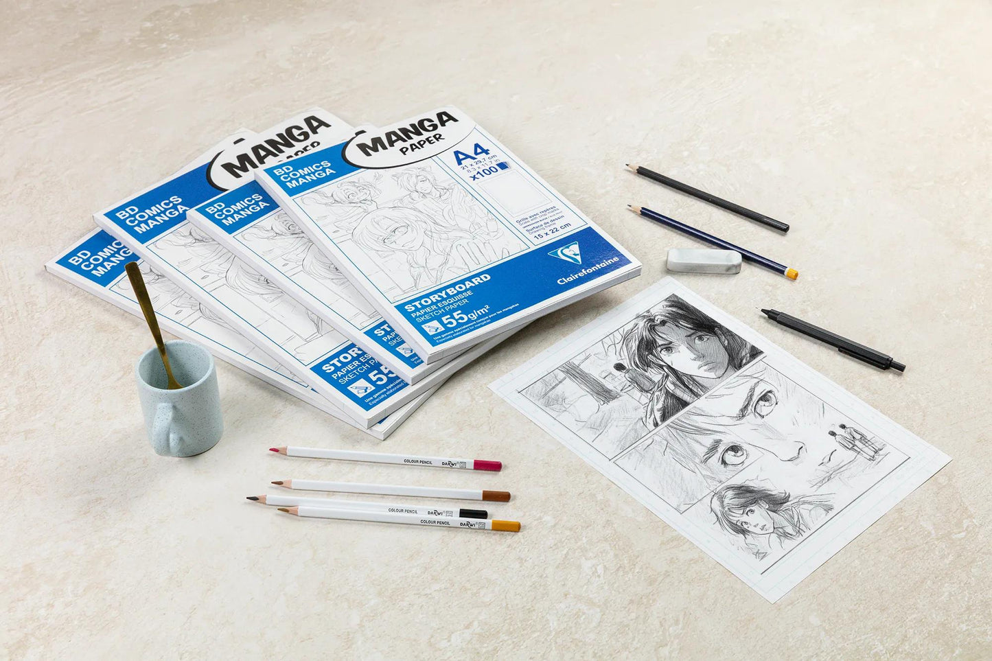 Manga Storyboard block glued 100F B4 55g grid 6 cells (Pack x5)