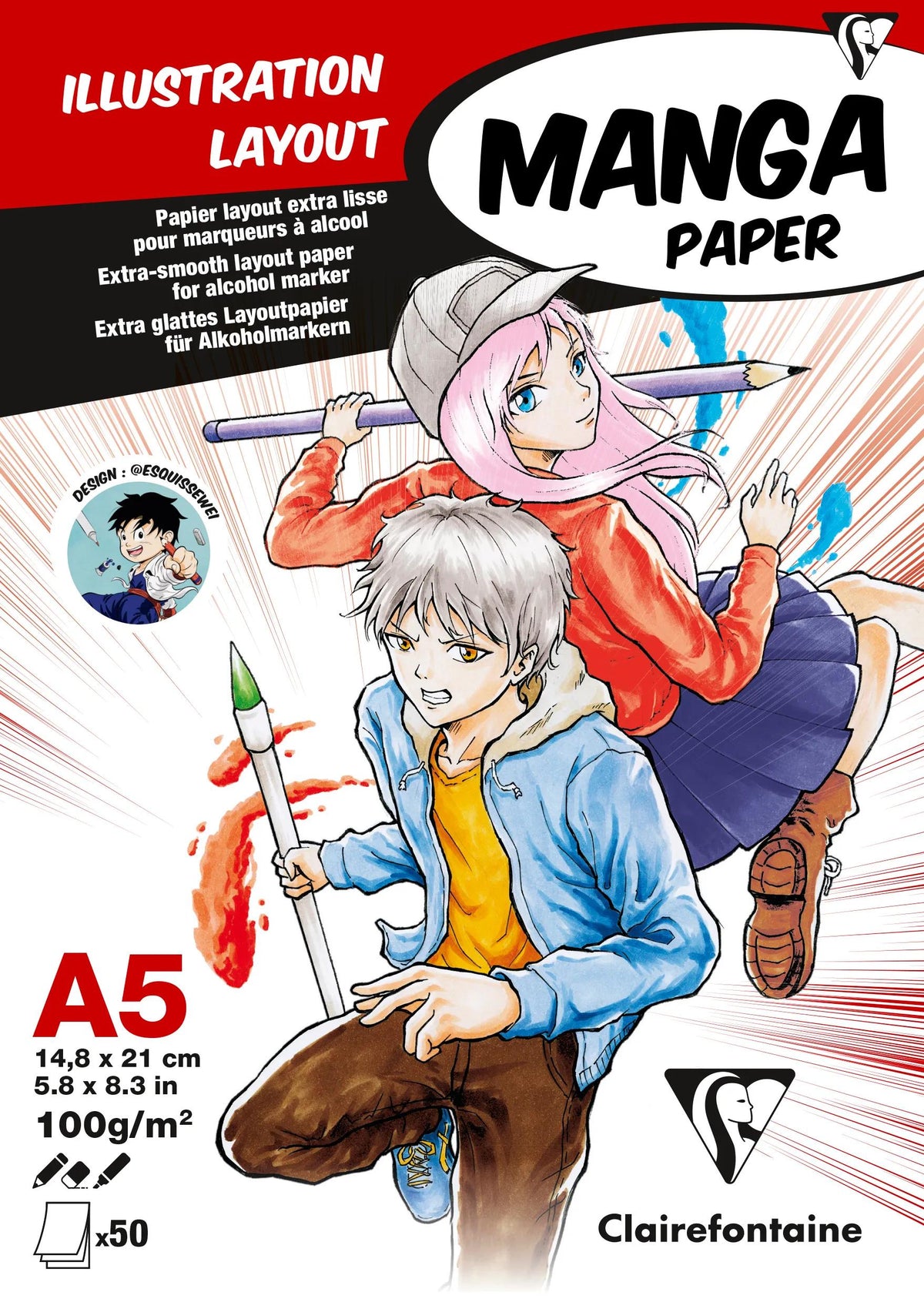 Manga Illustrations bloc collé 50F A5 100g (lot de 5)