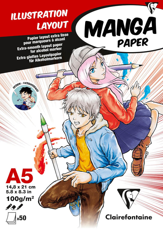 Manga Illustrations bloc collé 50F A5 100g (lot de 5)