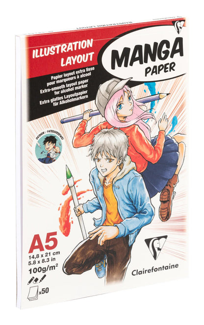 Manga Illustrations bloc collé 50F A5 100g (lot de 5)