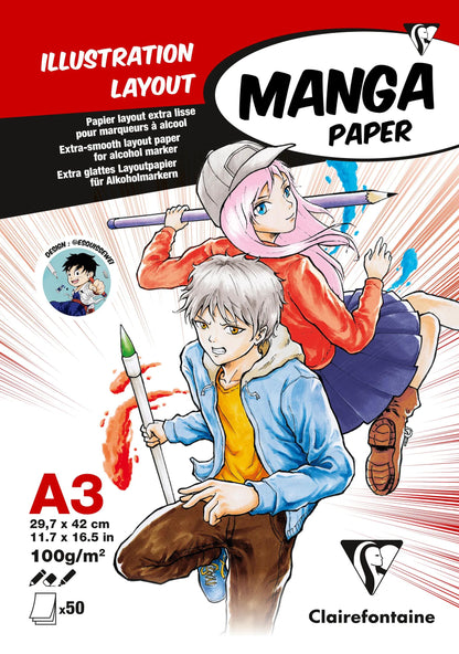 Manga Illustrazioni blocco incollato 50F A3 100g (confezione da 5)