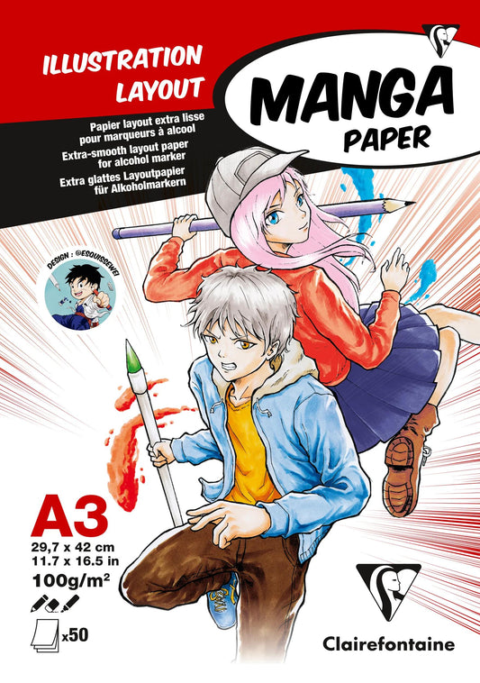 Manga Illustrations bloc collé 50F A3 100g (lot de 5)