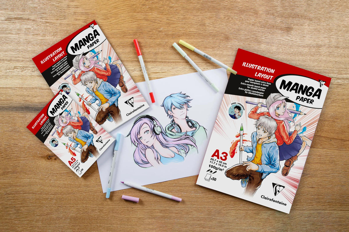 Manga Illustrazioni blocco incollato 50F A3 100g (confezione da 5)