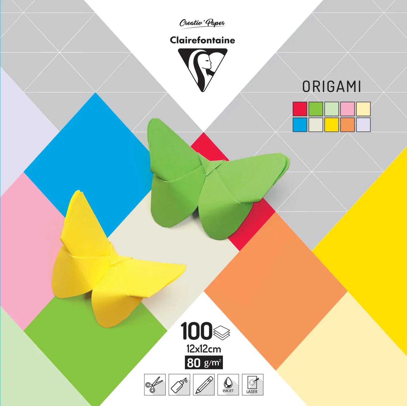 ORIGAMI, Pack of 100 sheets 80g/m2 in 12x12cm format - Mixed set (Pack x8)