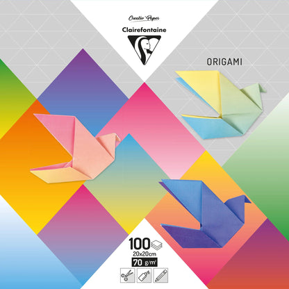 ORIGAMI, Confezione da 100 fogli 70g/m2 in formato 20x20cm - Multicolor (confezione da 5)