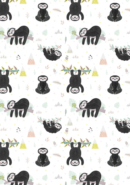 PAPIERS IMPRIMÉS, Bloc de 20 feuilles 200g/m2 au format 14,8x21cm - Paresseux - Multicolore (lot de 5)