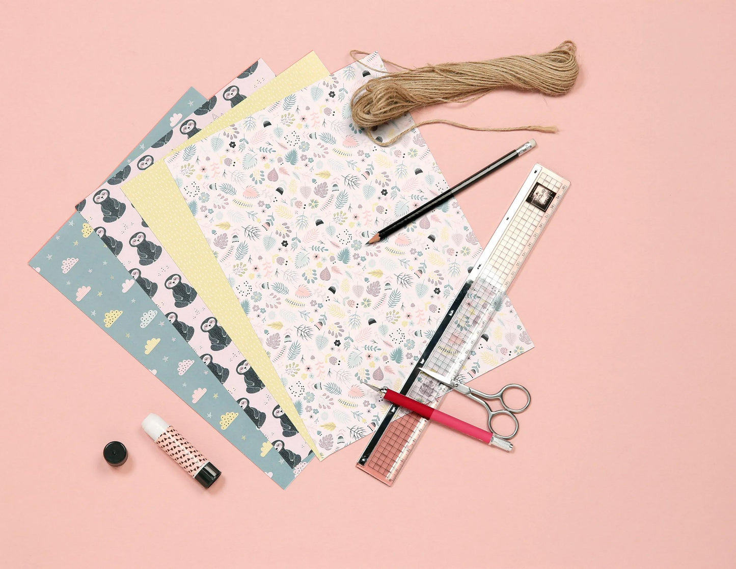 PRINTED PAPERS, Block of 20 sheets 200g/m2 in size 14,8x21cm - Lazy - Multicolor (Pack x5)