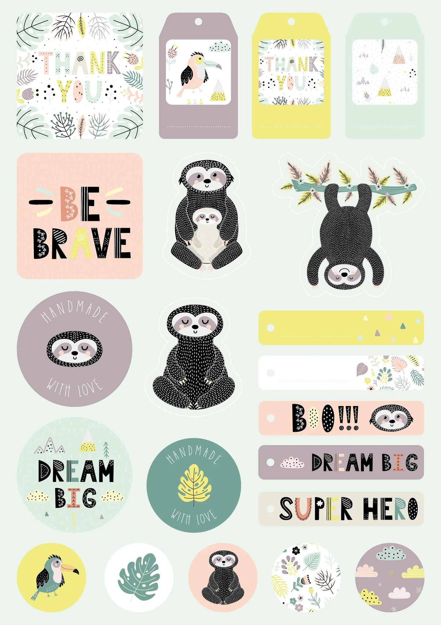 PRINTED PAPERS, Block of 20 sheets 200g/m2 in size 14,8x21cm - Lazy - Multicolor (Pack x5)