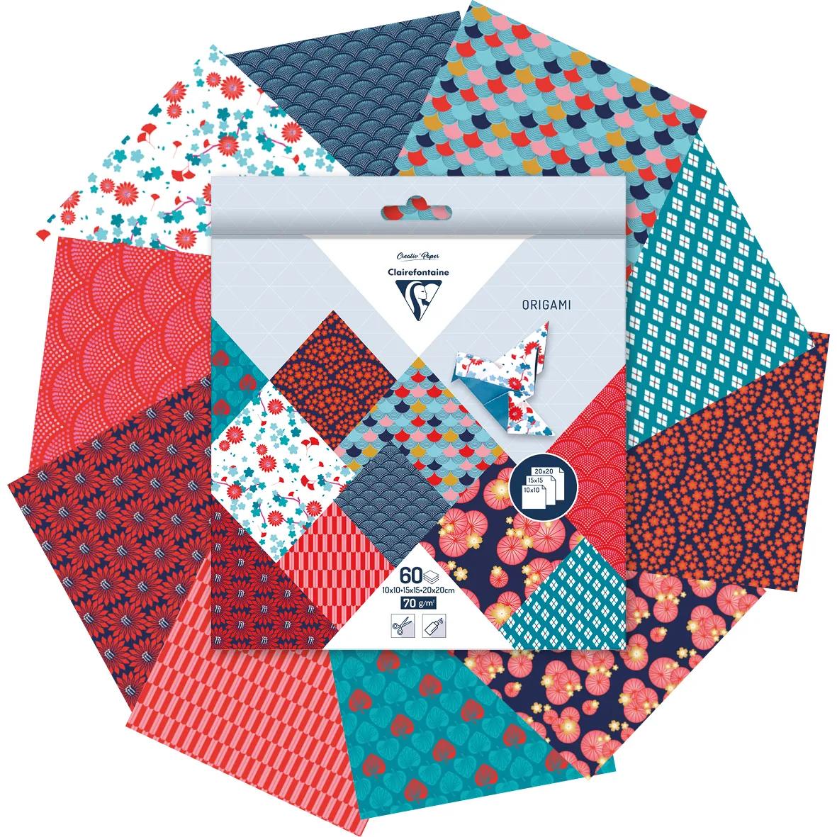 ORIGAMI, 60 sheet pouch 70g/m2 3 formats - Hanayo - Multicolor (Pack x5)
