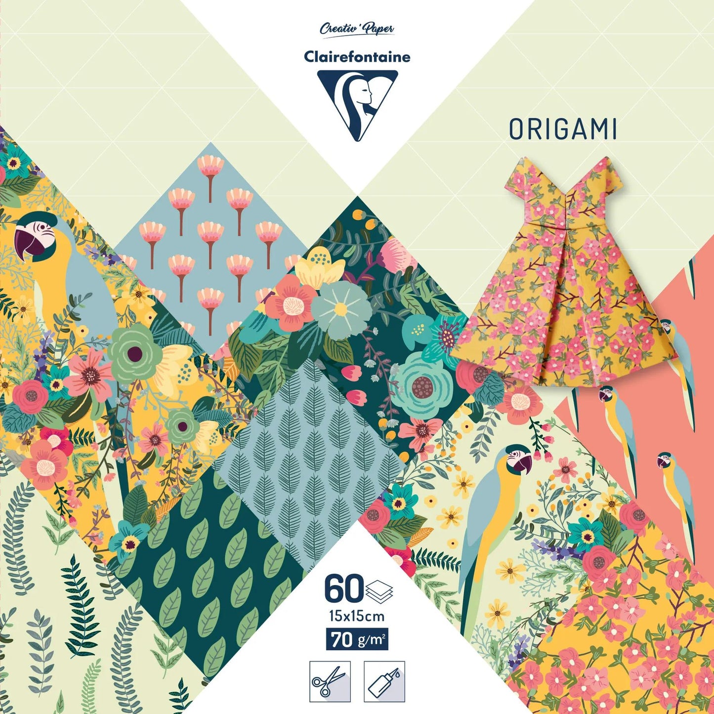 ORIGAMI, 60 sheet pouch 70g/m2 in 15x15cm format - Kiribati - Multicolor (Pack x5)