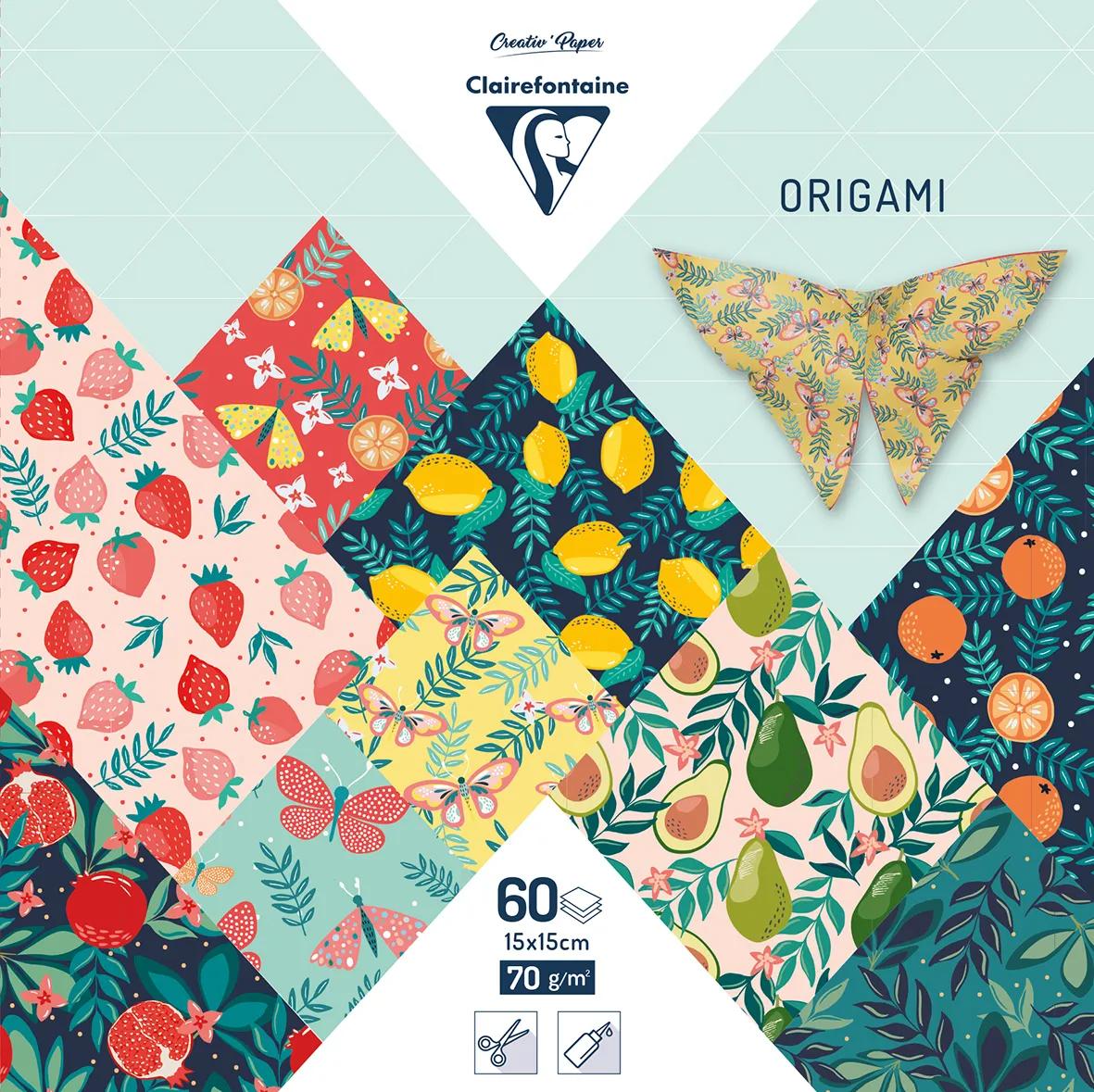 ORIGAMI, 60 Blattbeutel 70g/m2 im 15x15cm Format - Obstgarten - Mehrfarbig (Paket x5)
