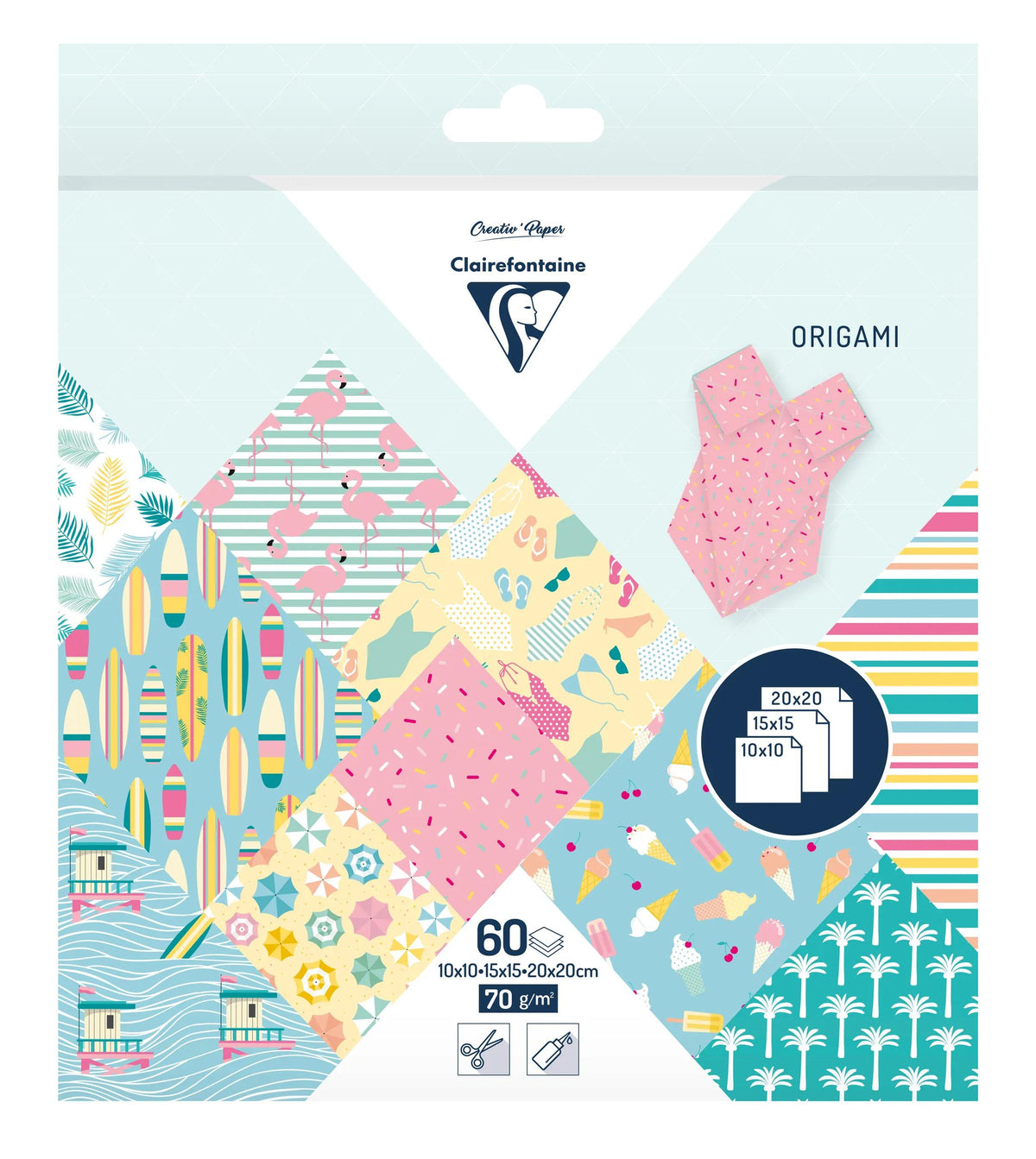 ORIGAMI, 60 sheet pouch 70g/m2 3 formats - California - Multicolor